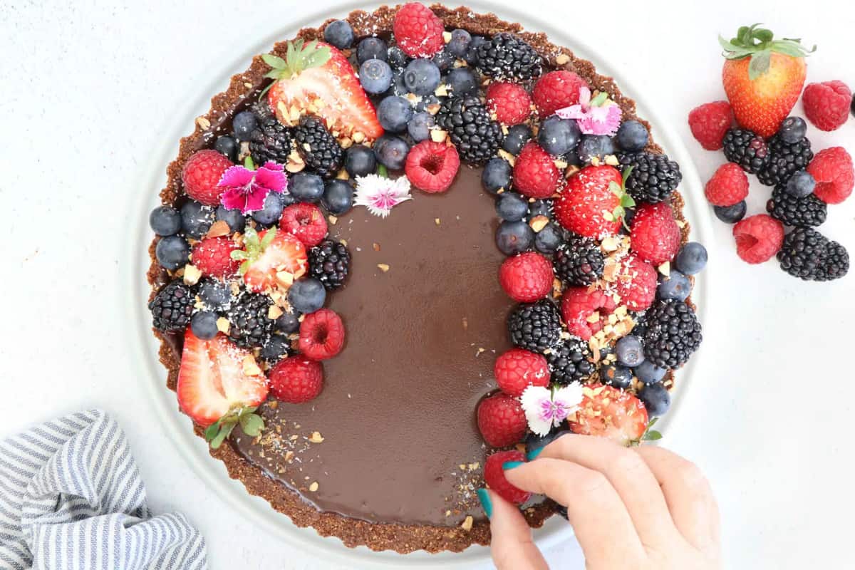 Overhead image of a No-Bake Chocolate Tart.