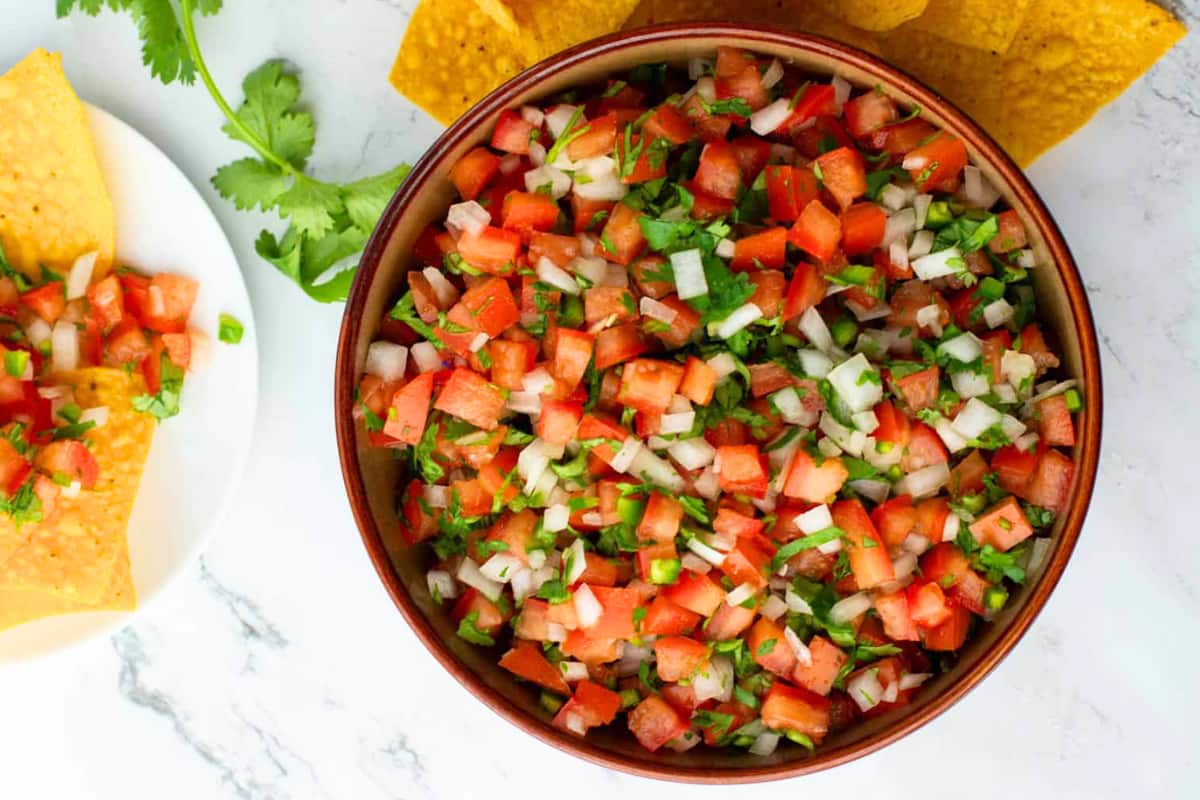 A bowl of Pico de Gallo.