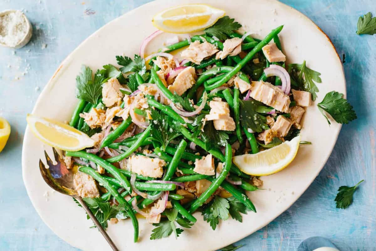 A plate of Tuna Green Bean Salad.
