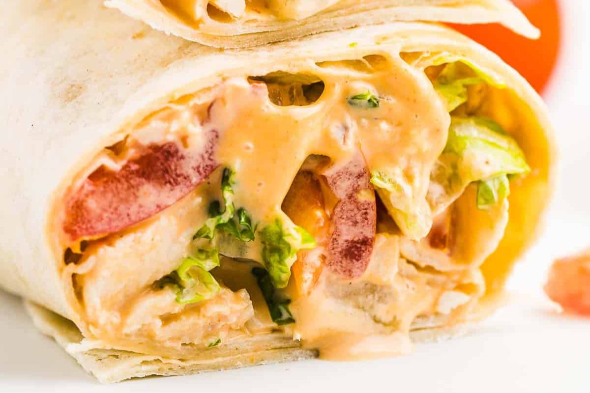 A plate of Chipotle Chicken Wrap.