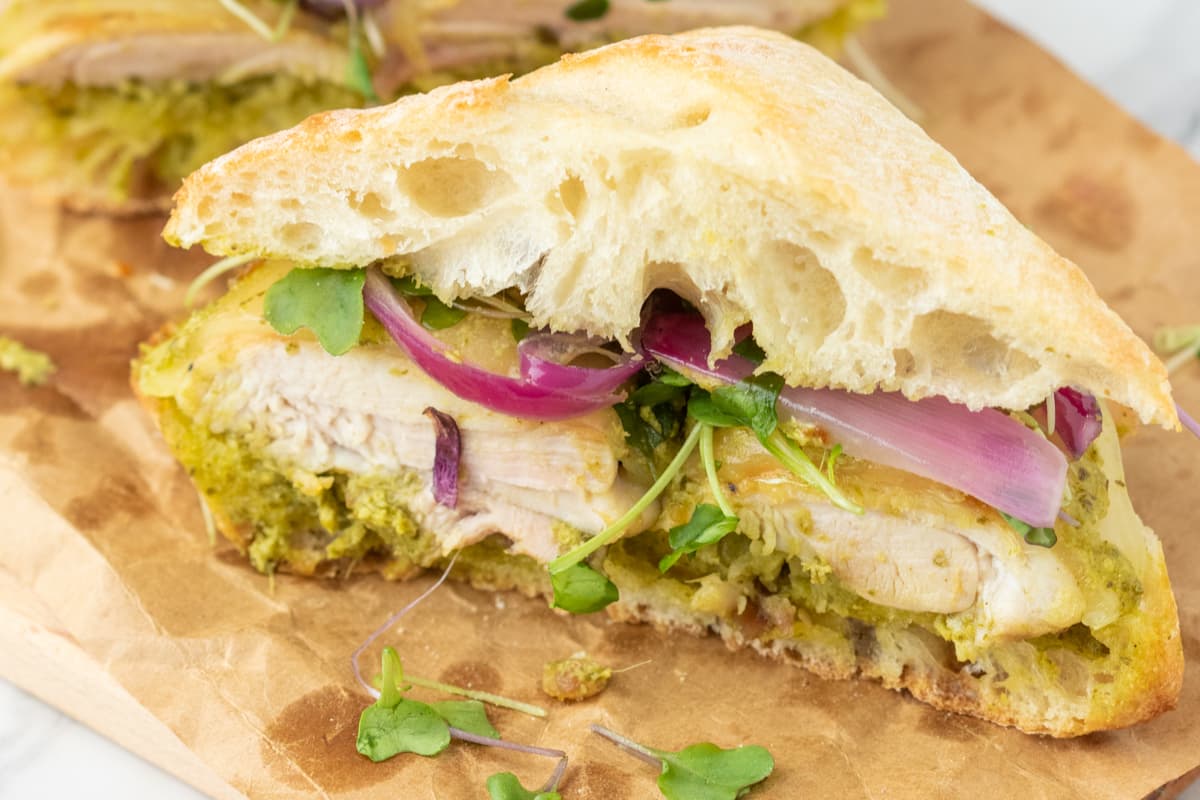 A plate of Pesto Chicken Sandwich.
