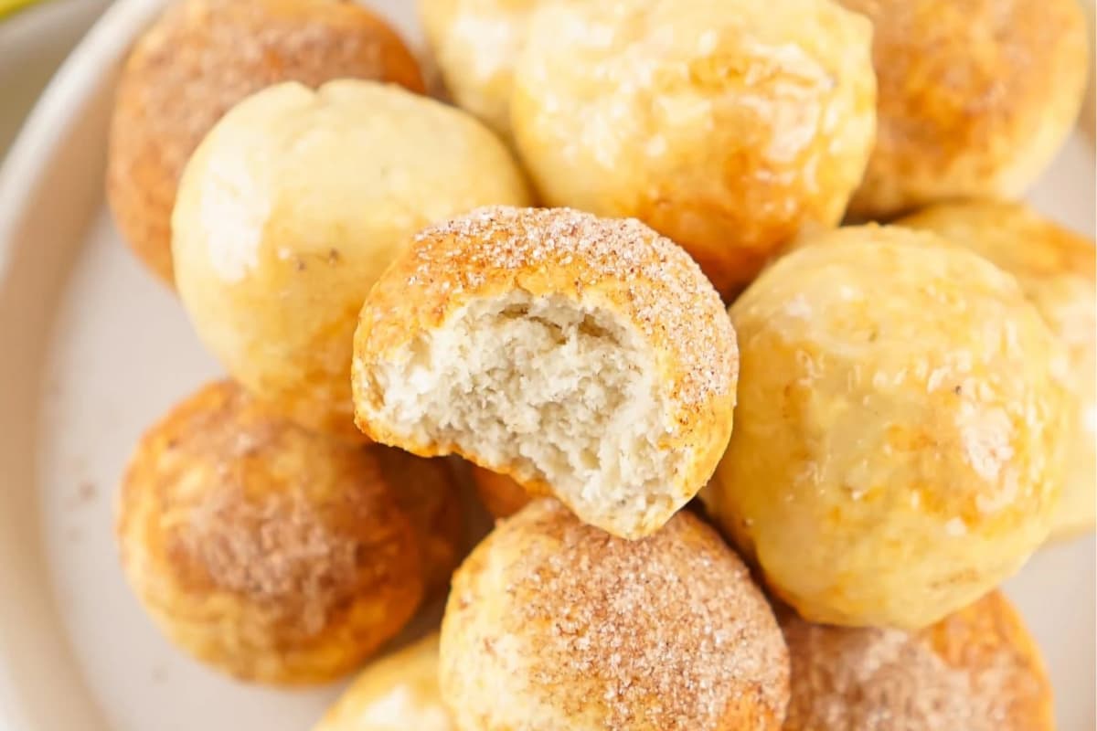 A plate of Air Fryer Banana Donut Holes.