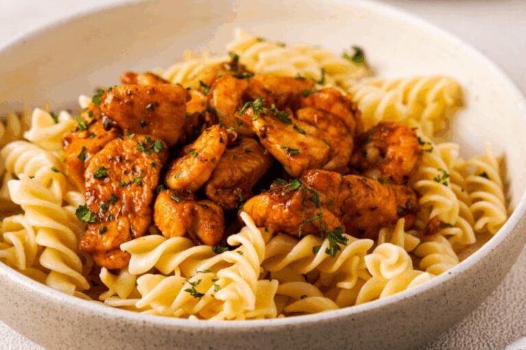 A bowl of Golden Corral Bourbon Street Chicken Copycat.