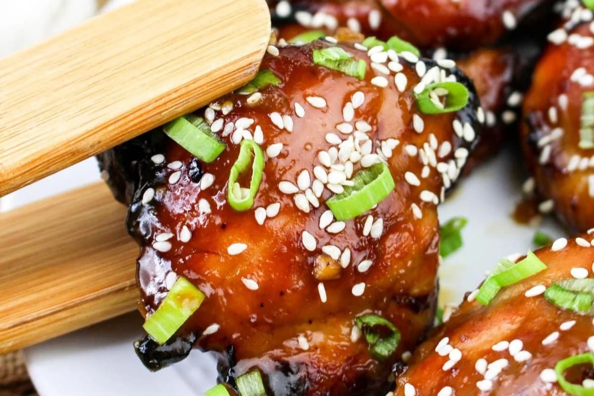 A plate of Air Fryer Teriyaki Chicken Thighs.