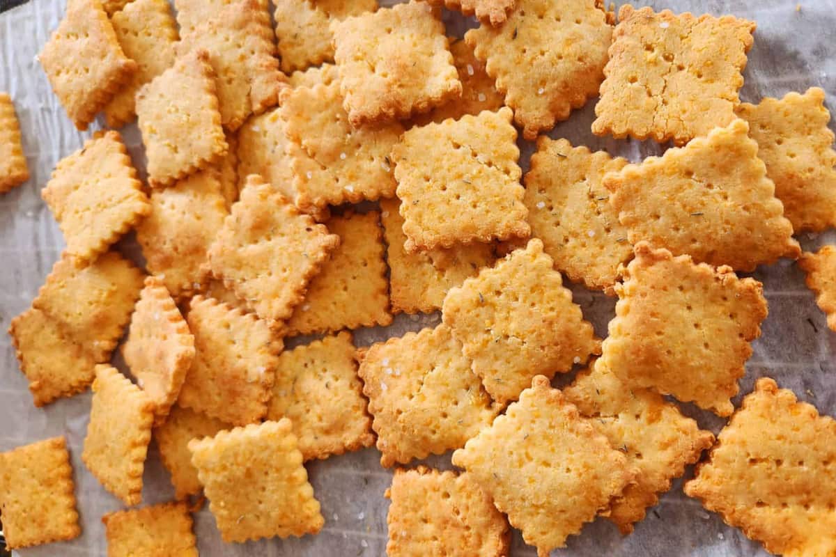 A tray of Almond Flour Keto Crackers.