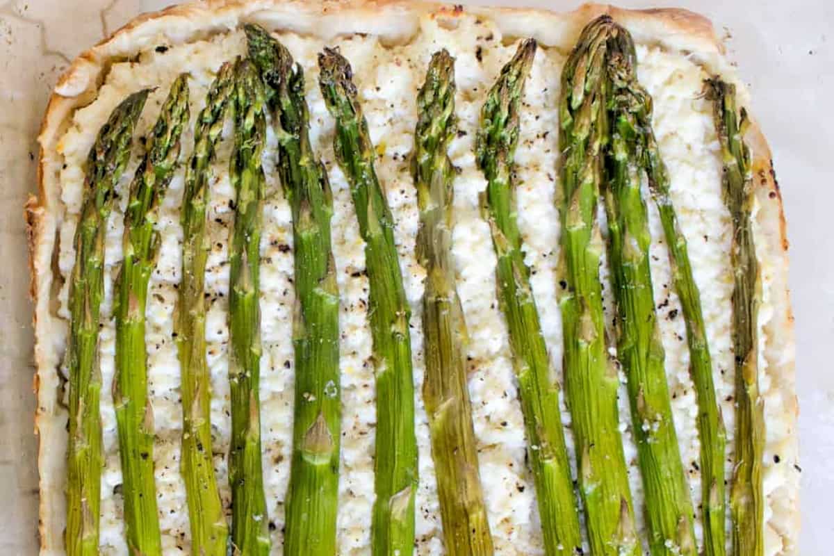 A dish of Asparagus and Ricotta Tart.