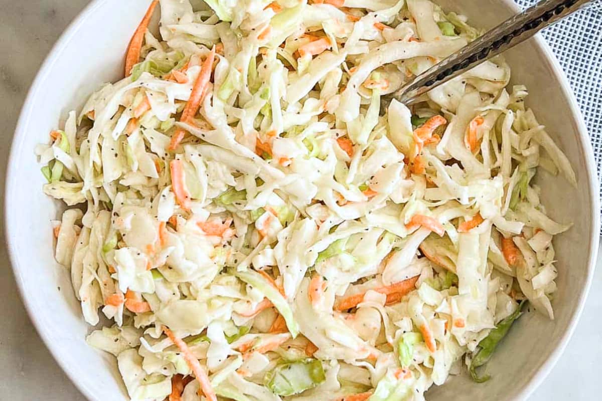 A bowl of Best Coleslaw For Pulled Pork.