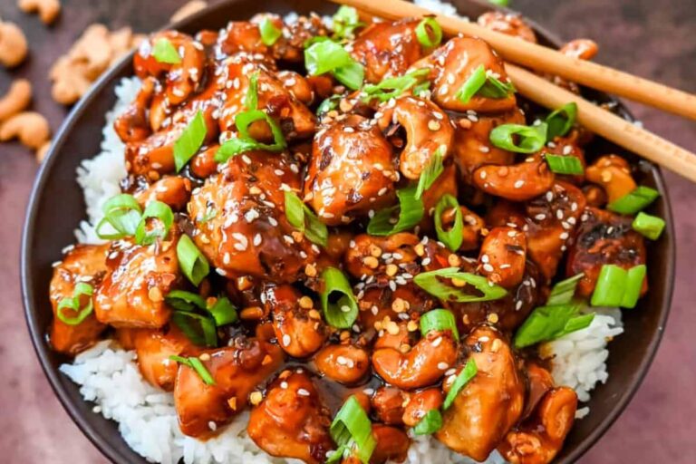 A plate of Cashew Chicken.