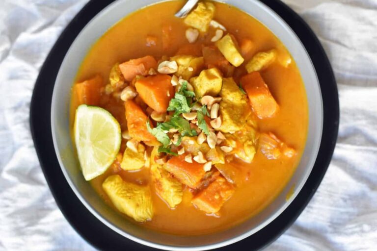 A bowl of Chicken Sweet Potato Curry.