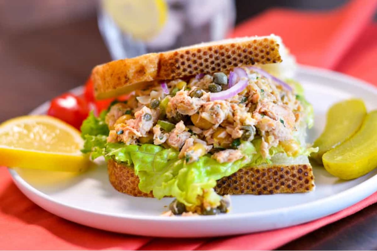 A plate of Chickpea Tuna Salad.