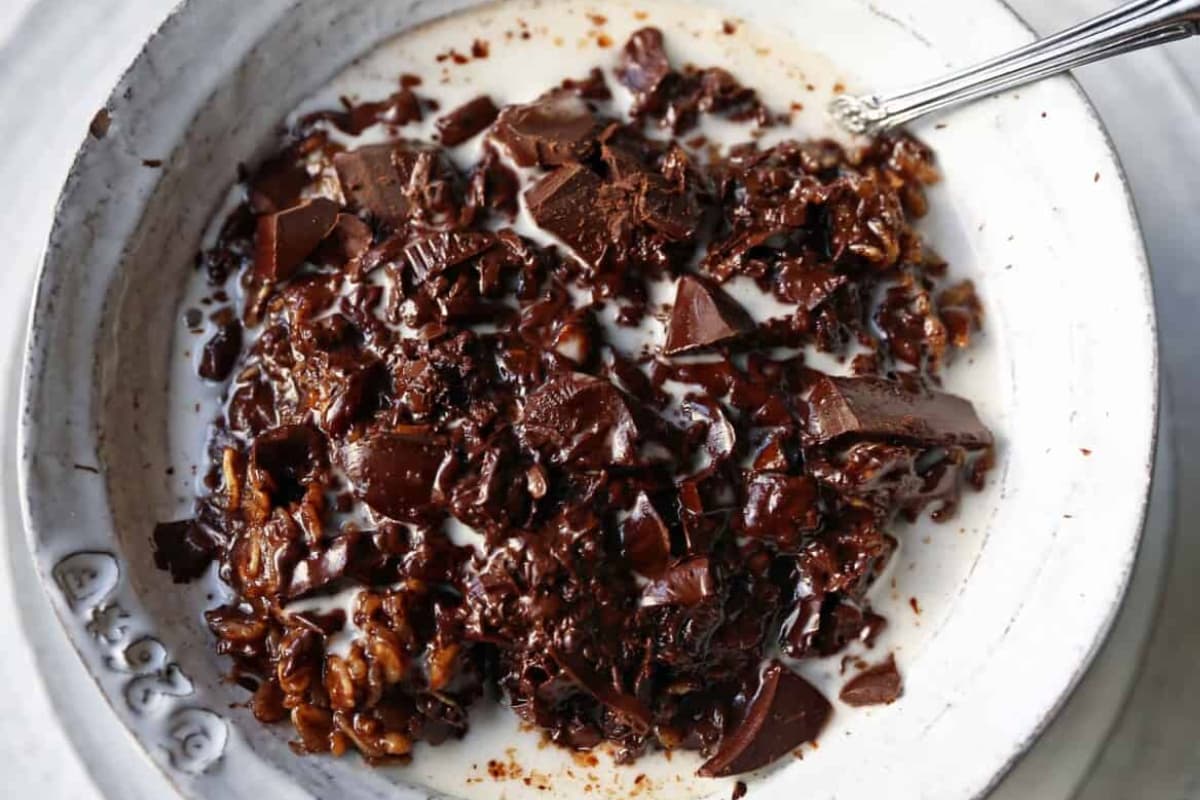 A bowl of Chocolate Oatmeal.