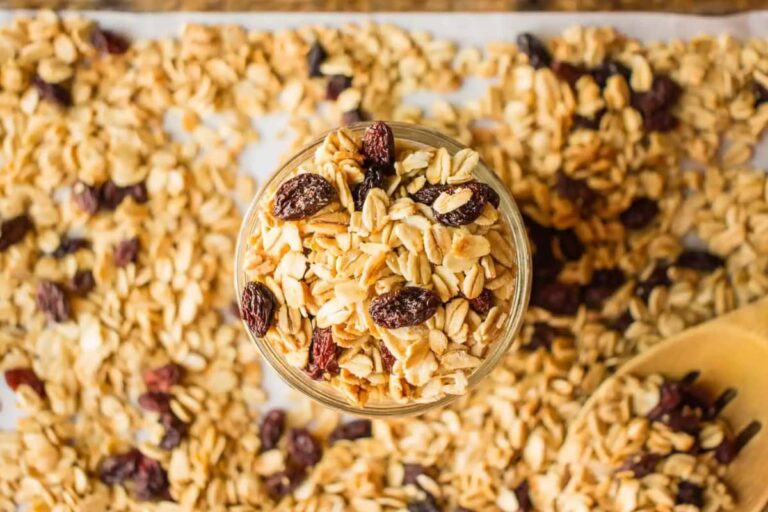 A tray of Cinnamon Raisin Granola.