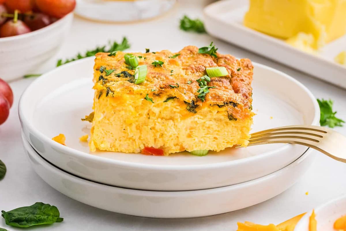 A plate of Cottage Cheese Egg Bake.