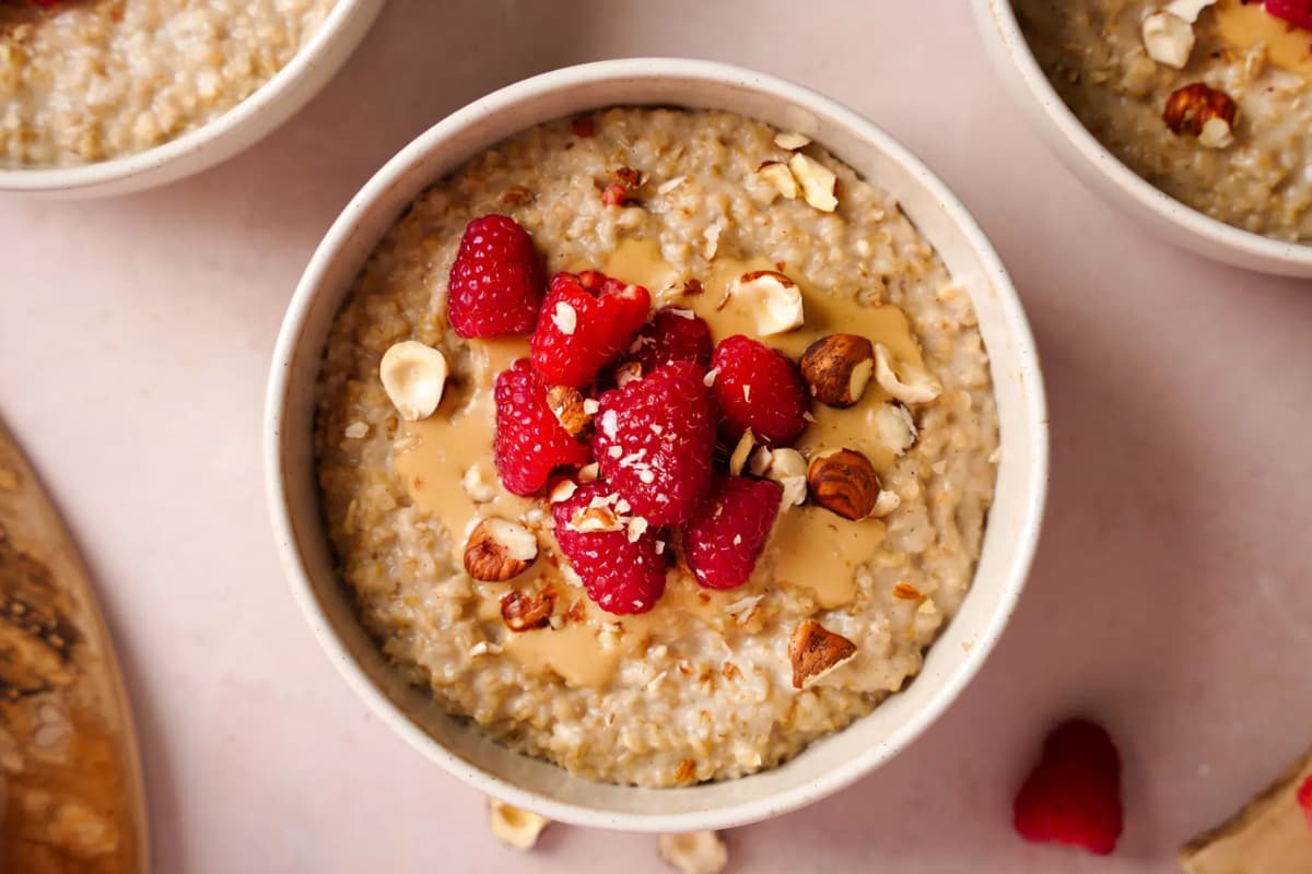 A plate of Creamy Hazelnut Steel Cut Oats.