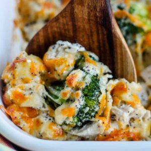 A spoonful of everything bagel chicken casserole.