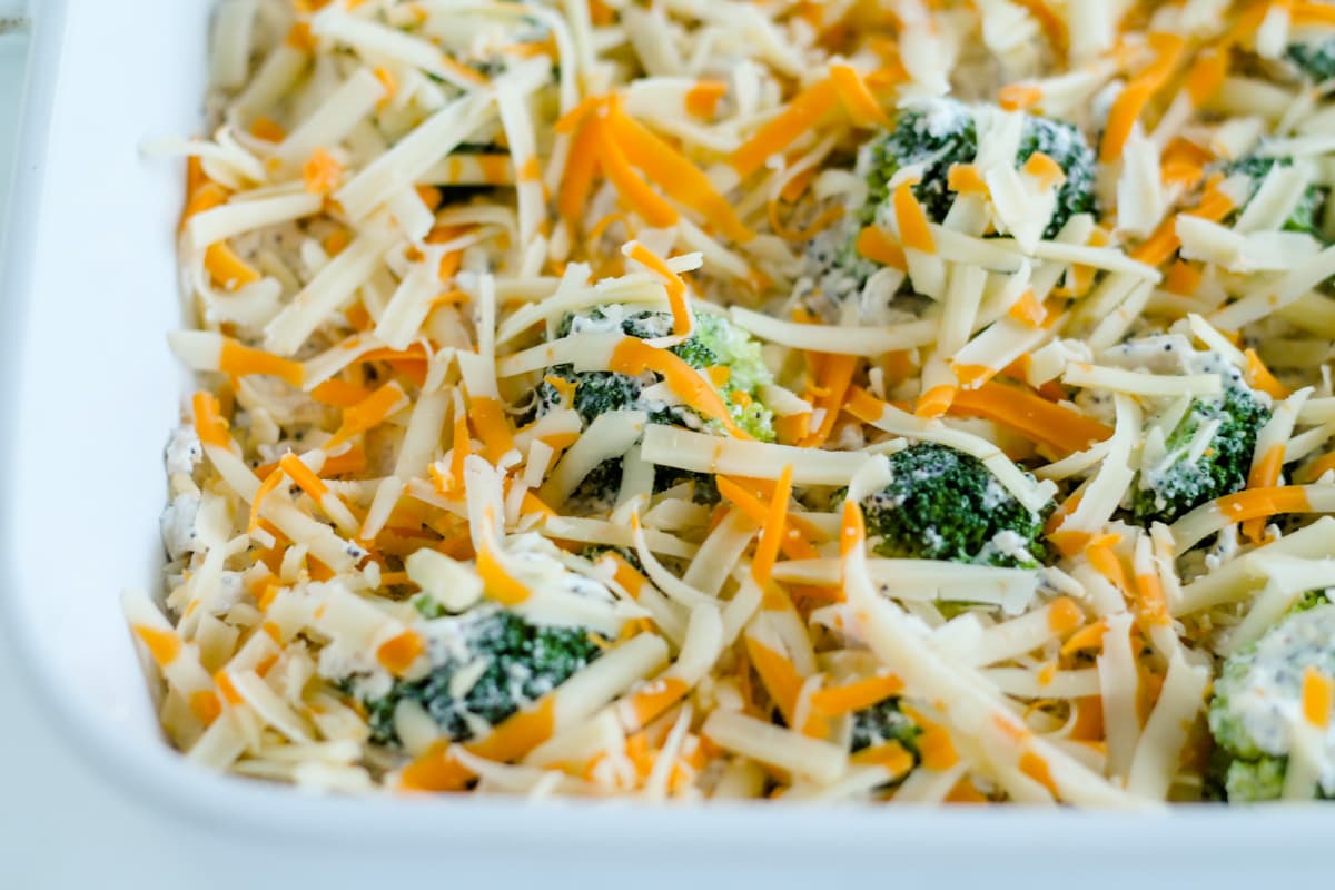 A dish with shredded cheese on top.