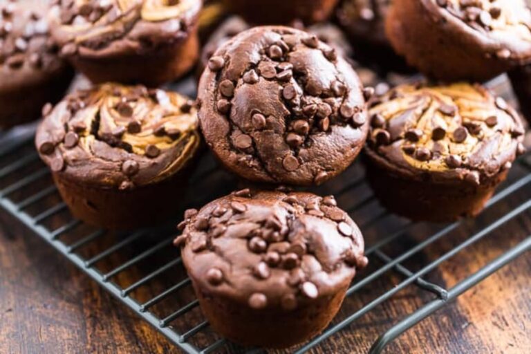 A tray of Flourless Chocolate Peanut Butter Muffins.