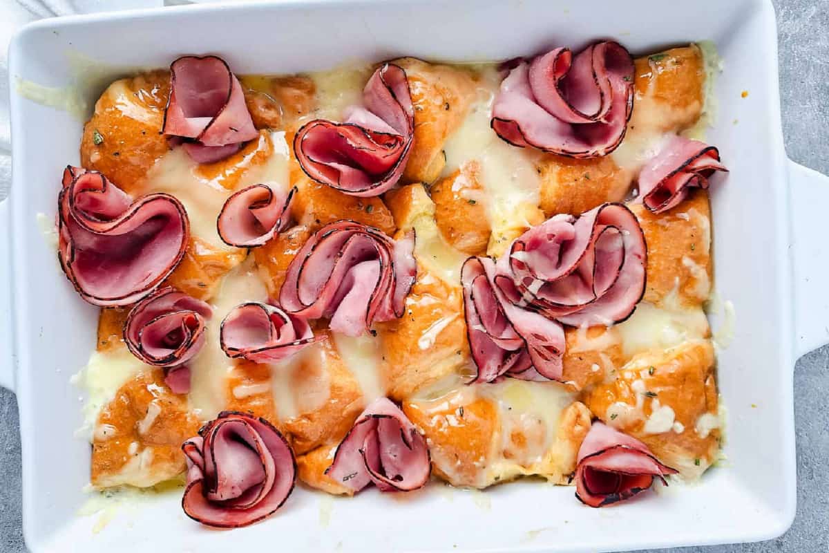 A dish of Ham Egg and Cheese Bake.