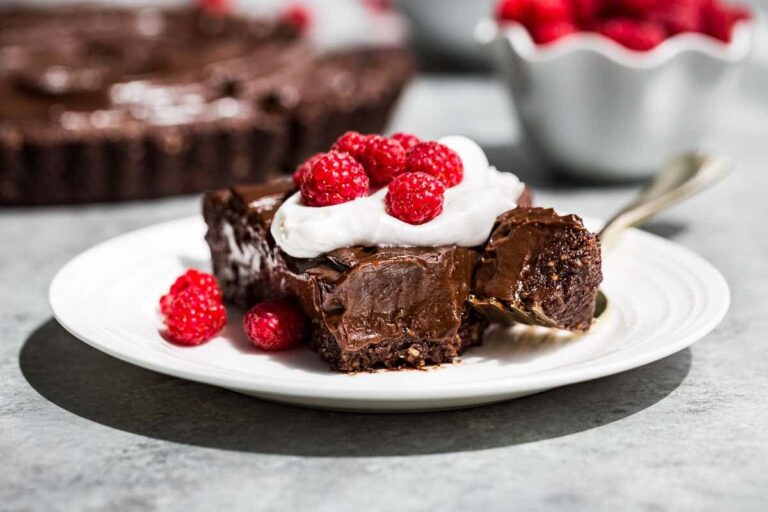 A plate of Healthy Chocolate Tart.