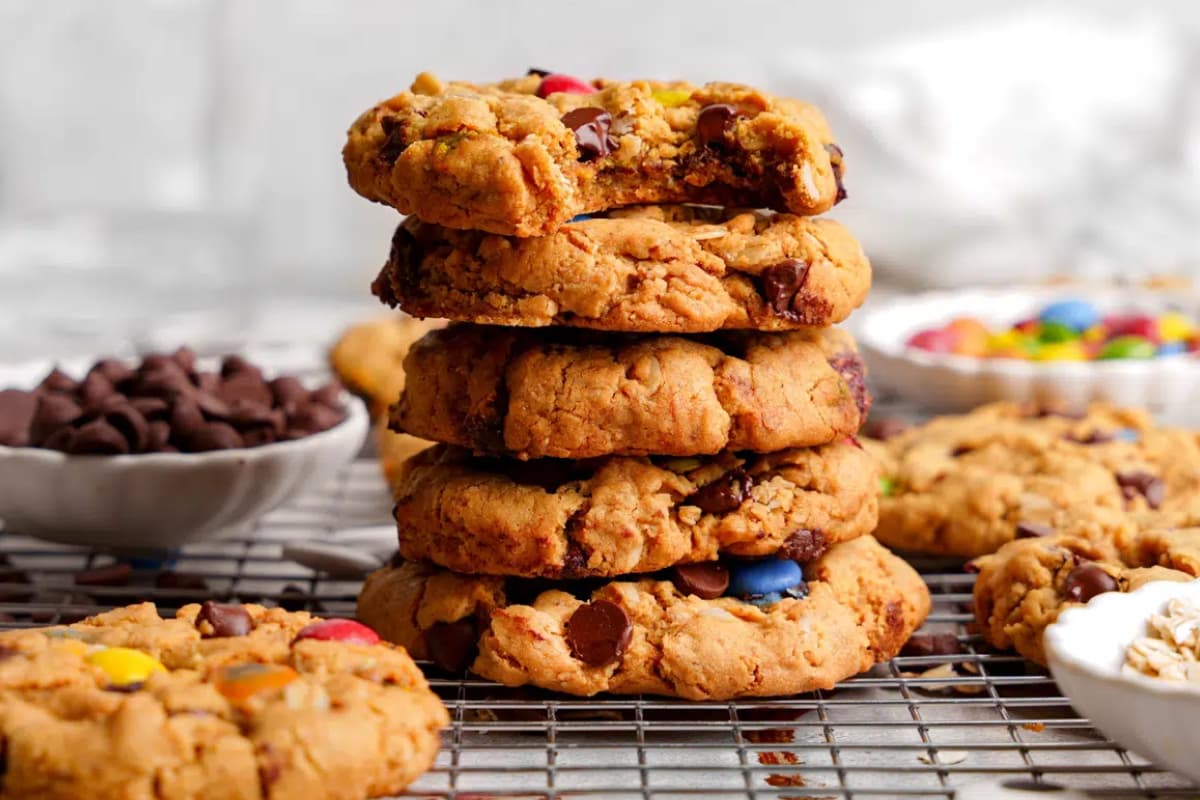 A tray of Gluten Free Monster Cookies.
