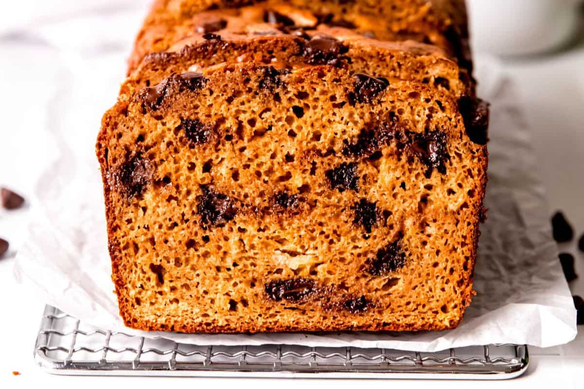 A loaf of High Protein Banana Bread.