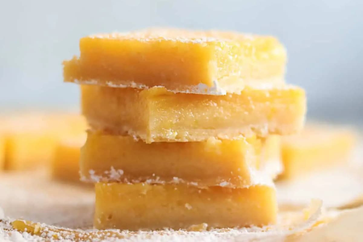 A plate of Homemade Lemon Bars.