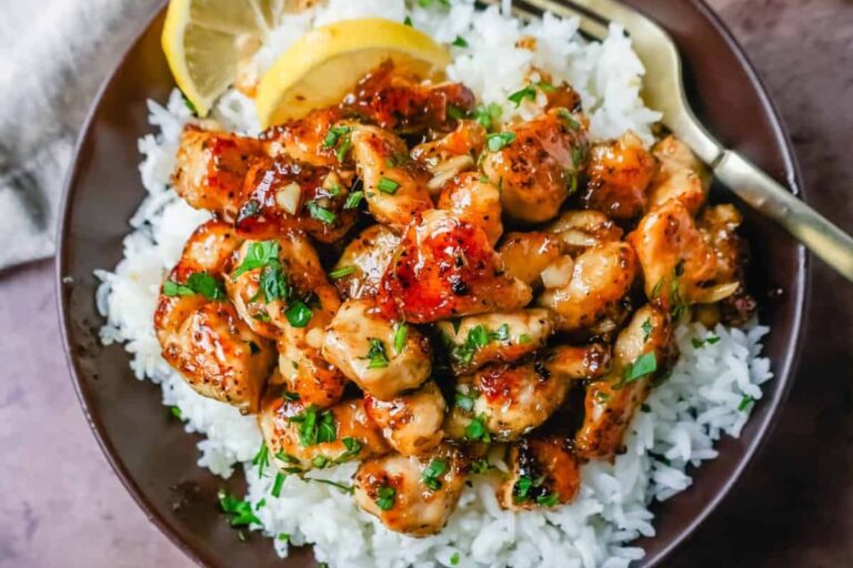 A plate of Honey Chicken.