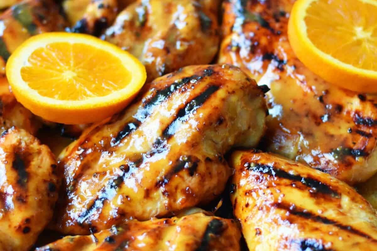 A plate of Honey Mustard Grilled Chicken.