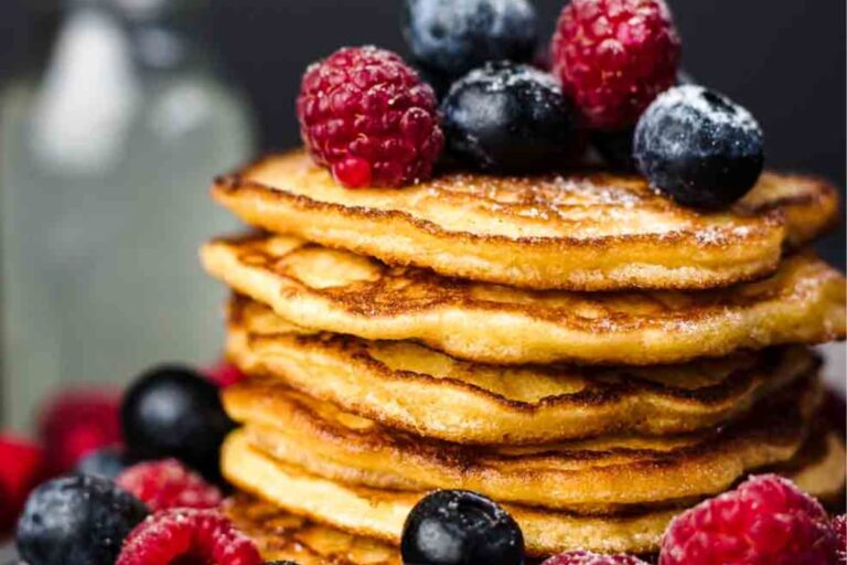 A plate of Almond Flour Pancakes.