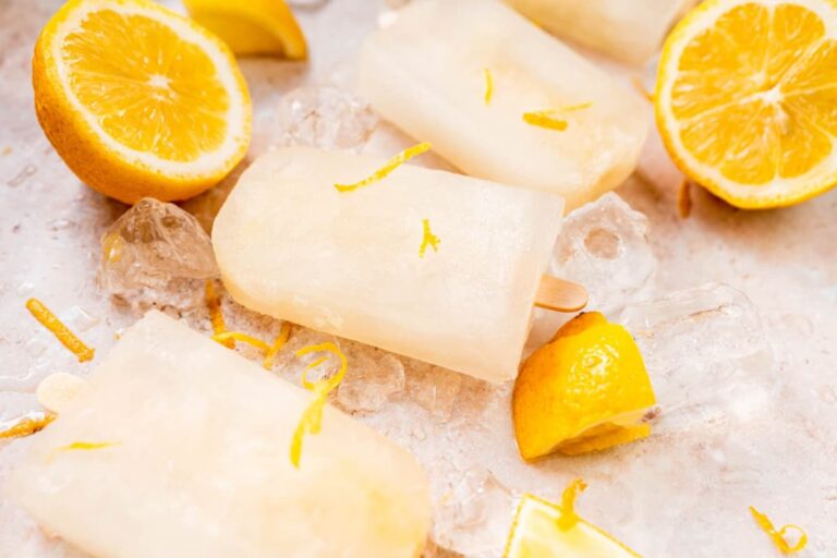 A tray of 3-Ingredient Lemonade Popsicles .