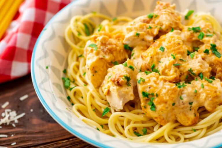 A dish of Parmesan Chicken Casserole.