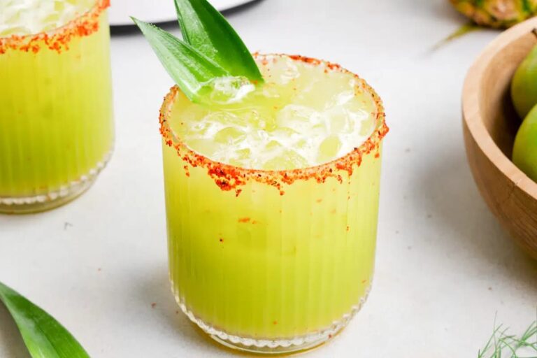 Glasses of Refreshing Pineapple Fennel Green Juice.