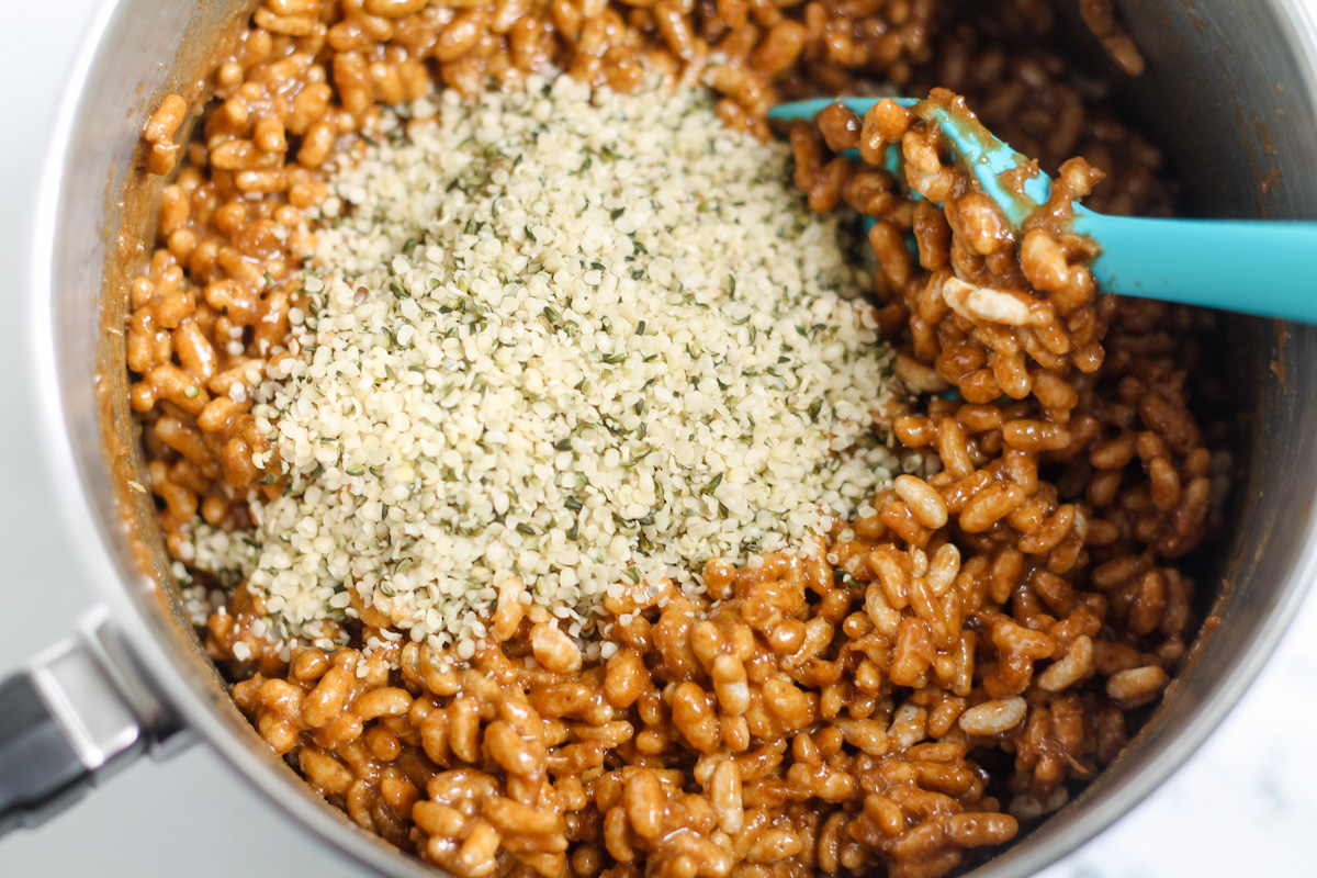 Ingredients being stirred in a pot.