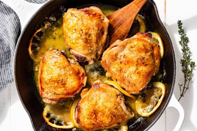 A skillet Lemon Chicken Thighs.