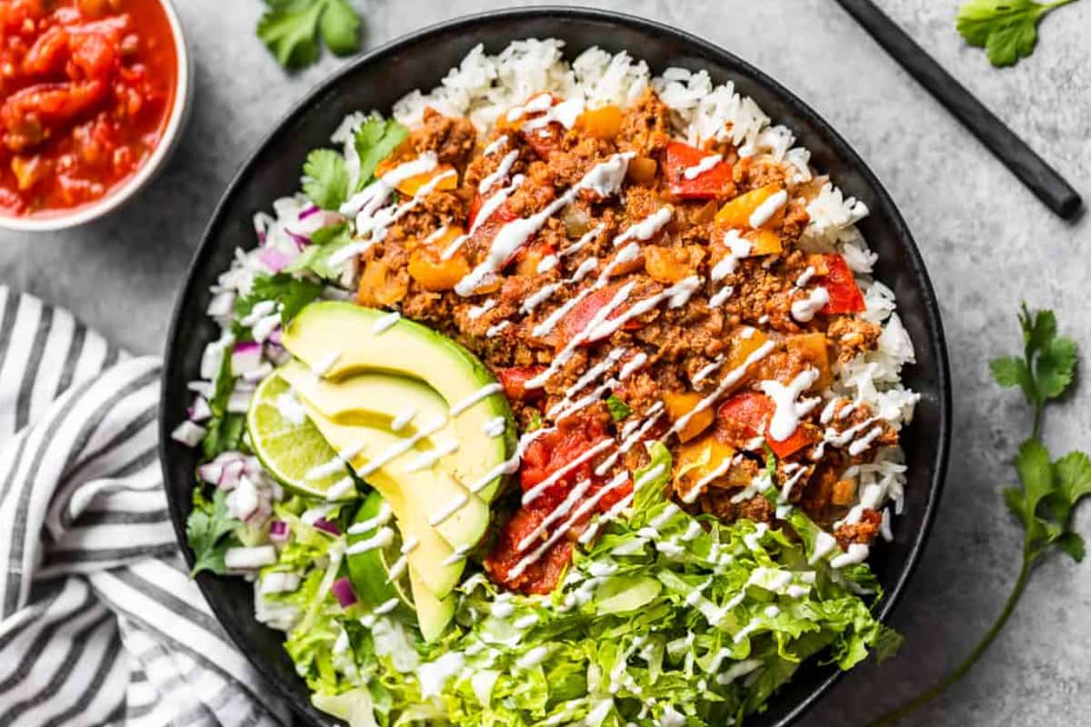 A bowl of Slow Cooker Salsa Beef.