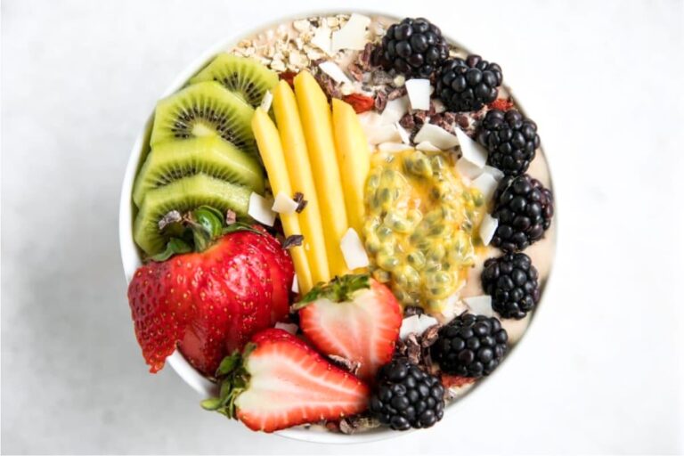 A bowl of Strawberry Yogurt Smoothie Bowl.