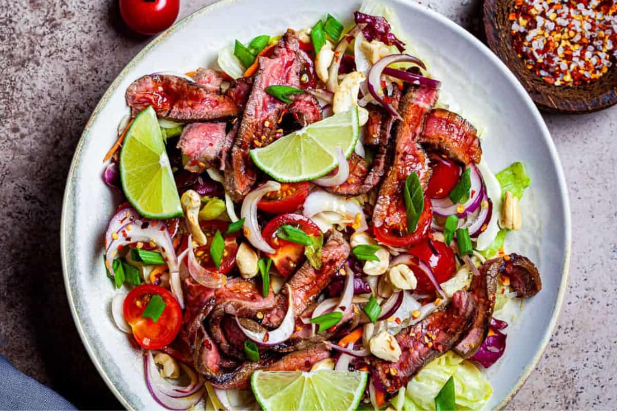 A plate of Thai Beef Salad.
