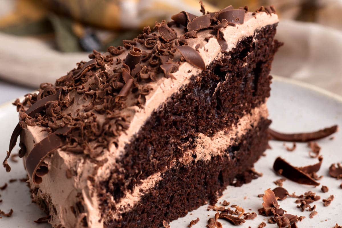 A slice of Vegan Chocolate Cake.