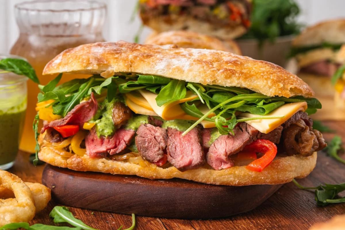 A plate of Steak Sandwich.