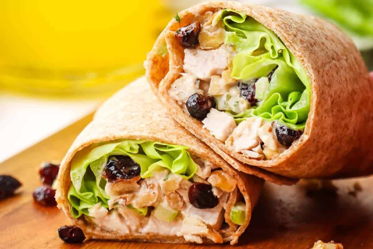 A plate of Chicken Salad Wrap.