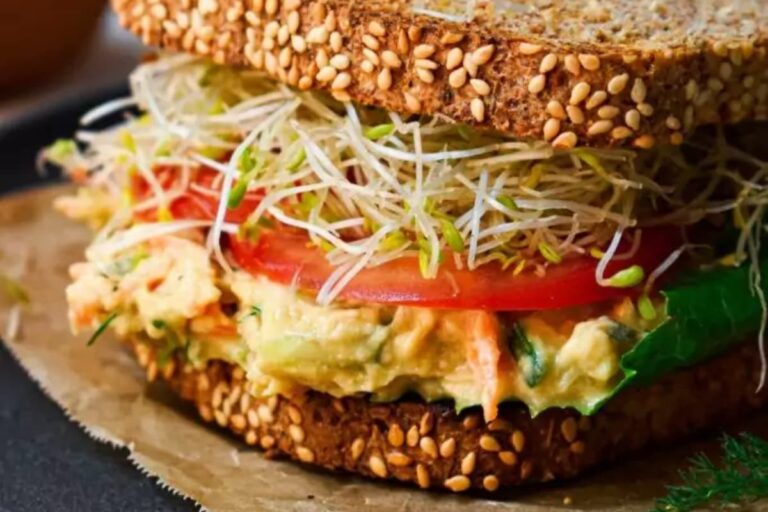 A plate of Easy Chickpea Salad Sandwich.