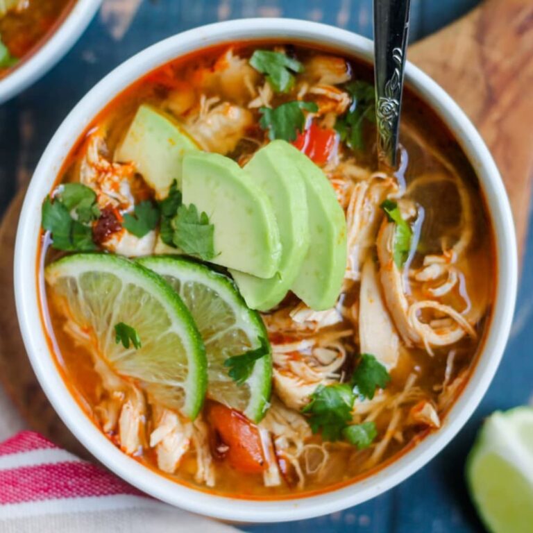 A bowl of chipotle chicken soup.