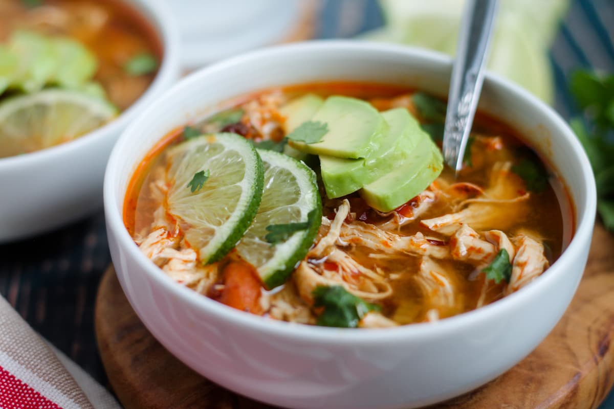 A bowl of chipotle chicken soup.