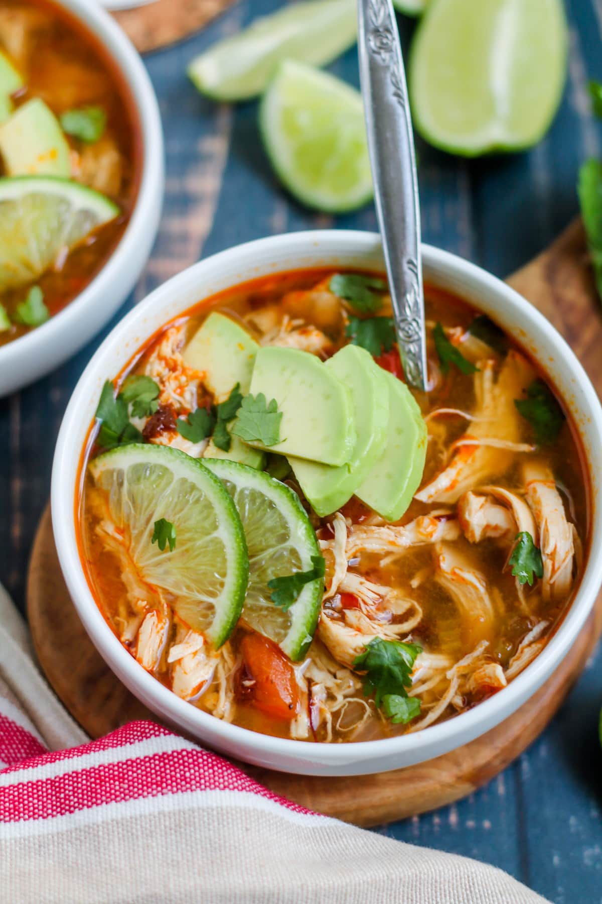 A bowl of chipotle chicken soup.