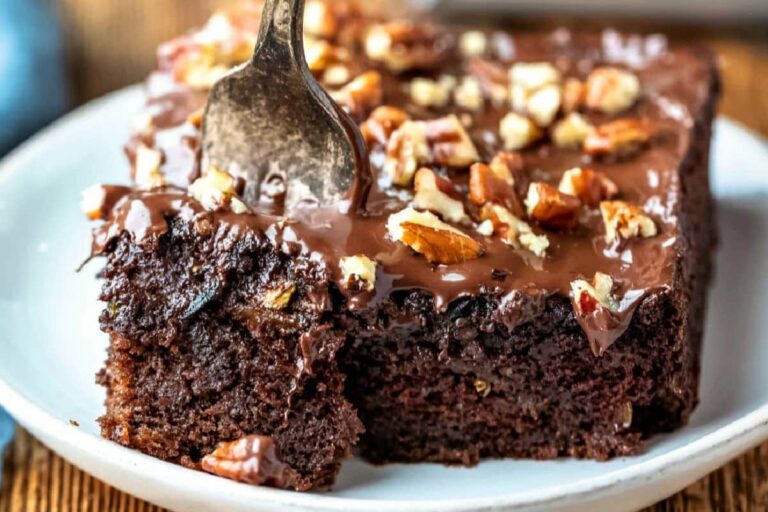 A plate of Chocolate Zucchini Cake.