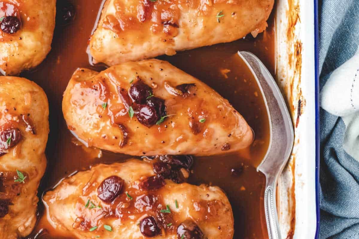 A dish of Cranberry Chicken.