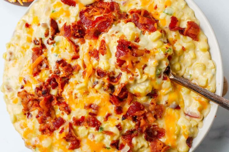 A dish of Creamed Corn with Bacon.