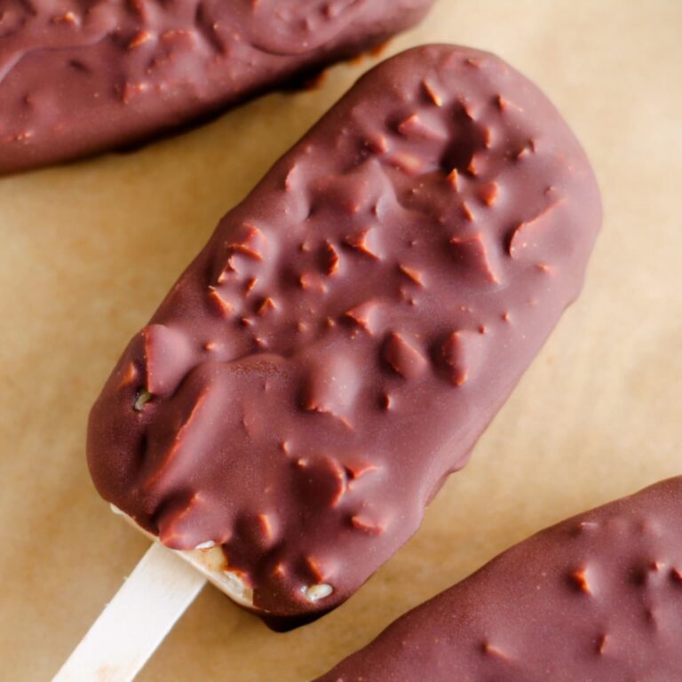 A tray of frozen Greek yogurt bars.