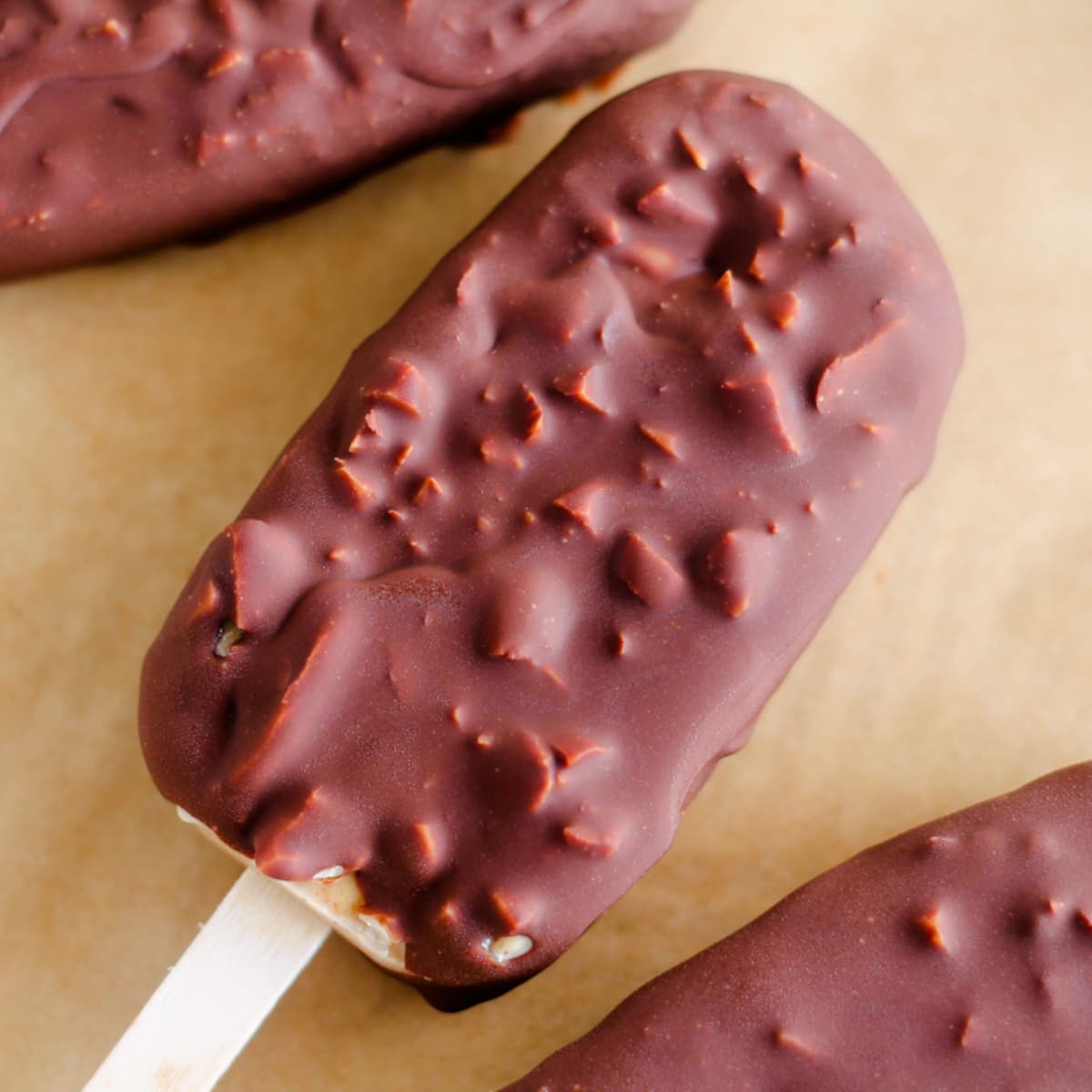 A tray of frozen Greek yogurt bars.