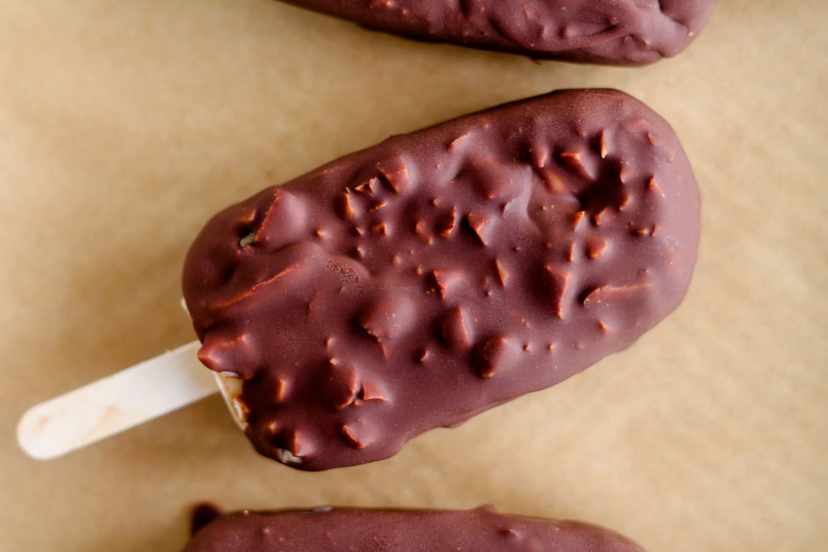 A tray of frozen Greek yogurt bars.